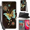 Haninsuze Cover per Xiaomi Redmi Note 8 Pro Custodia Cover Pelle Libro Portafoglio con Porta Carte Magnetica Protezione Antiurto Cuoio Flip Case Custodia Cover per Redmi Note 8 Pro, farfalla verde