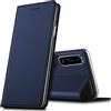 Verco case per Sony Xperia 1 III Cover, Custodia a Libro Pelle PU per Xperia 1 III Booklet Protettiva [magnetica integrata], Azzurro