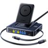 Baseus Nomos Stazione di Ricarica 245W, 6-in-1 con Caricatore Wireless Magnetico Qi2 15W, Doppio Cavo Retrattile 100W, 4 Porte Type-C e 1 USB-A, per MacBook e iPhone 17