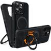 COODIO Cover in Pelle con Supporto Girevole di 360° per iPhone 15 PRO 6,1 Pollici, Custodia Magnetica Compatibile con MagSafe, Cover Sottile e Creativa, Nero