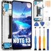 ARSSLY LCD per Xiaomi Redmi Note 13 PRO 5G LCD Display per Redmi Note 13 PRO 2312DRA50G 2312CRAD3C Display Touch Screen Digitizer Ricambio Assembly + Riparazione Kit (Nero Incell, Schermo Piatto)
