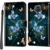 Haninsuze Cover per Xiaomi Redmi Note 9S / Note 9 Pro/Note 9 Pro Max, Custodia Interno TPU Antiurto Portafoglio con Disegni [schede Fessura] [Supporto Stand] Cover Libro in PU Pelle (farfalla)