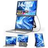 Teamgee Monitor Portatile 16.1, IPS FHD 1200P con Supporto Magnetico Regolabile in Altezza 360°, Dual Display Ultra Sottile per Mac/Win/Chrome (Laptop 13-17.3), Montaggio VESA