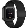 Koelaa Cinturino Magnetico in Nylon per Fitbit Versa 4/Sense 2/Versa 3/Sense Uomo Donn, Bracciale Elastico Nylon Braccialetti Cinturino, Regolabile Sport - Nero