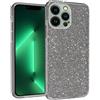 N NEWTOP 3in1 Cover Compatibile APPLE IPHONE 13 PRO, Custodia Case GLITTER Brillantini Paper Interno Bling TPU + PC Flessibile Morbida Case Posteriore Lucida Protezione Fotocamera (Black)