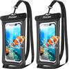 ProCase [2 Pezzi]ProCase Custodia Impermeabile Galleggiante Smartphone IPX8 per iPhone 13/12/11 Pro Max XR XS X, Galaxy A22/A52/A12/A5, Xiaomi Redmi 9/Note 11 10 9, Huawei P40 P30 PRO Fino a 7,0 -Nero