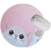 BAMINX Tappetino per mouse rotondo in gomma antiscivolo per laptop giochi, simpatico motivo gatto tappetino per mouse per ufficio viaggio maschio femmina bambini (rosa)