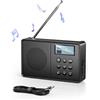 Arafuna radio dab portatile, radio fm con 40 stazioni preimpostate, radio portatile ricaricabile, doppio allarme, timer di spegnimento (DR111NB-DE)