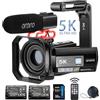 ORDRO AE20 Videocamera 5K 56MP con visione notturna IR, zoom digitale 18X, registratore webcam 3.0'' Rotazione di 270° Touchscreen Vlogging Camera per YouTube