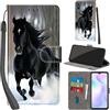PHINIENLAND Cover per Xiaomi Redmi 9A custodia portafoglio Cavallo nero | 3 scomparti carte, 1 tasca banconote, Chiusura magnetica, Supporto, Pelle PU flip cover per Redmi 9A
