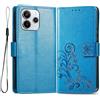 PEIYE Custodia in pelle PU goffrata per Xiaomi Redmi Note 14 5G - Design a libro con scomparti per carte e scomparto per contanti - Funzione di supporto - Chiusura magnetica, blu