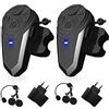 vFound BT-S3 1000m Cuffie per casco interfono Cuffie Sistemi di comunicazione in tempo reale Vivavoce Radio FM Impermeabile Interfono Bluetooth per 2 o 3 Riders(2 Pezzi)