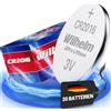 Wilhelm - Pila a bottone al litio, 3 V, 20 x CR 2016
