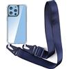 2NSPDRGNI Cover con Collana Compatibile con iPhone 14 Plus,Trasparente Case con Laccio per Il Collo Custodia con Cordino,Blu