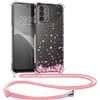 kwmobile Custodia Compatibile con Motorola Moto G31 / Moto G41 Cover - Back Case in Silicone TPU - Protezione Smartphone con Cordino - rosa/marrone scuro/trasparente
