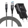 JupptElectronics Caricatore con cavo USB C in Nylon Tipo C da 2 m Compatibile con Samsung Galaxy S21 S20 S8 S8+ S9 S9+ S10 S10 Plus S10e A50 A51 A30 A42 5G, Ricambio Originale Caricatore Rapido, Nero