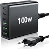 FINIBO Caricatore USB C multiplo: 100 W 6 porte con USB-C e A, caricatore portatile da parete per iPad e smartphone