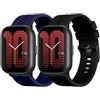 AiMok Cinturino 20mm Morbido Silicone Sportivo Cinturino Compatibile con Amazfit Active/GTR Mini/GTS 4/4 Mini/Bip 3/Bip 3 Pro/GTS 3 Ricambio Bracciale per GTS 2e /2Mini/GTS 2 (Nero+Blu)