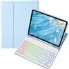 kaidisen Custodia con tastiera retroilluminata colorata per iPad Air 11 (M3/M2), iPad Air 5a/4a generazione 11, con tastiera Bluetooth RGB retroilluminata rimovibile, colore caramella, azzurro +