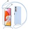 Pnakqil Cordino Collana Cover per Samsung Galaxy A14 5G, con 1 Pezzi Vetro Temperato Pellicola Prottetiva, Tracolla Custodia Case in Silicone Smerigliato per Samsung A14 5G, Viola
