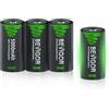 BEVIGOR Confezione Da 4 Batterie Ricaricabili C, Batterie NiMH C Ad Alta Capacità