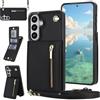 Fofvccv Cover per Samsung Galaxy S26 Plus con Cordino - ZP Nero | Custodia A Libro In Pelle Flip Cerniera con Porta Carte Supporto Blocco RFID Custodia Portafoglio per Samsung S26 Plus