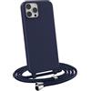 MyGadget Cover per iPhone 12 Pro Max - Custodia con Corda - Case con Cordino Opaca Antiurto | Bumper con Laccio | Tracolla - Practical Stylish - Blu scuro