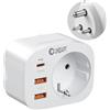 Unidapt Adattatore da viaggio 4 in 1 per India e Sri Lanka, Nepal, con 3 porte USB
