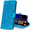 IMIRST OPPO A94 5G Custodia Flip, Goffratura Design Case in PU Pelle Internamente Silicone TPU Cover Portafoglio Cover Premium Custodia per OPPO A94 5G / Reno5 Z. LD Mandala Blue