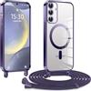 Kokio Cover Magnetica per Samsung Galaxy S24+/S24 Plus 5G 6,7 Case avec Cordino,Compatibile con MagSafe, Trasparente Morbido Custodia Paraurti Antiurto, Resistente, Antigraffio, Viola