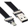NFHK USB 2.0 Type-A Male to Micro USB 5Pin Male Data Flat Slim FPC Cable for FPV & Disk & Phone 50CM