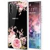 Jhxtech Custodia per Galaxy Note 10 Plus, Samsung Note 10+ 5G SM-N975F ragazze, sottile, antiurto, trasparente, motivo floreale, morbida e flessibile in TPU, custodia protettiva per Samsung Galaxy