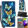 Haninsuze Cover per Samsung Galaxy A52 5G/A52s Custodia Cover Pelle Libro Portafoglio con Porta Carte Magnetica Protezione Antiurto Cuoio Flip Case Custodia Cover per Samsung A52, farfalla dorata