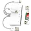HOYULLI Adattatore USB Lightning USB C (5 in 1) Lettore SD Micro SD OTG 3.0 Caricabatterie per iPhone 16 15 per IPad Mac Compatibile con Samsung per Apple TF Card Reader Fotocamera Memory Stick