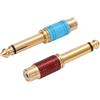 Greluma 2 pz adattatore audio maschio da 6,35mm a femmina RCA,connettore mono TS da 1/4 a RCA,placcato in oro (rosso e blu)