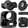 Honbobo Camera Silicone Custodia protettiva Copertura Copriobiettivo Batteria Copriobiettivi di ricambio Cordino Sportello di ricambio per GoPro Max 2 (4in1(cover+battery cover+lens cap+lanyard))