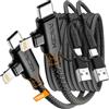 ASICEN 100W 4 in 1 cavo di ricarica rapida [1,83 m 2Pack], USB A/C a Lightning cavo con angolo a 90 gradi in nylon intrecciato per iPhone 17 16 15 Serie/iPad Pro/MacBook/Samsung Galaxy/Google Pixel 9