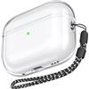 AhaStyle Custodia trasparente per AirPods Pro 2 (cavo USB-C/Lightning) [anti-ingiallimento] Cover protettiva in morbido TPU con cinturino da polso progettata per Apple AirPods Pro 2a generazione