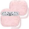 ECZOIL Incisione Cover Compatibile con AirPods 4, Dinosauro Modello Silicone Case con Corda in Silicone per AirPods 4th Generation-Rose