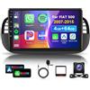 VECHTEL 4G 64G VECHTEL 9Autoradio Bluetooth per FIAT 500 2007-2015 Carplay Android Auto,DSP EQ,1280 * 720,Wifi GPS Navi,Mirror link,RDS/FM Radio 2 din con Retrocamera AHD