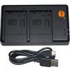 DSTE DE -A66 DE-A65 USB Dual Caricabatteria compatibile con Panasonic DMW-BCG10E, DMW-BCF10E, DMW-BCF10PP,DMW-BCG10,DMW-BCJ13E - Alimentazione tramite cavo di ricarica micro USB a USB-A 2.0