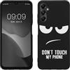kwmobile Cover Compatibile con Samsung Galaxy A05s - Custodia in Silicone TPU - Cover Protettiva Soft Case - Don't touch my phone bianco/nero