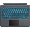 MoKo Tastiera Tedesca Compatibile con Microsoft Surface Pro 7 Plus/Pro 7/Pro 6/Pro 5/Pro 4/Pro 3, Tastiera Bluetooth QWERTZ con Trackpad, Retroilluminazione LED a 7 Colori,Batteria Ricaricabile,Grigio