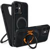 COODIO Cover in Pelle con Supporto Girevole di 360° per iPhone 11 6,1 Pollici, Custodia Magnetica Compatibile con MagSafe, Cover Sottile e Creativa, Nero