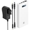melasta Batteria Esterna 5200mAh 12V/5A/DC 9V/1.5A/DC 5V/2A USB Powerbank Compatibile con Display LED, 1 Ingressi e 3 Uscite Caricabatterie Portatile per Smartphone, Tablet, DVR auto, CCTV Telecamera