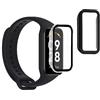 kwmobile 2x Custodia Rigida Smartwatch Compatibile con Xiaomi Redmi Smart Band 2 Cover - Case Vetro Temperato Orologio Fitness - trasparente/nero
