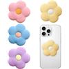 HYRKOTW 4 Pezzi Supporto Telefono Pieghevole a Forma di Fiore, Base Estensibile in PVC Morbido, Impugnatura Retrattile per Smartphone e Tablet, Accessorio per Mani Libere (Rosa, Giallo, Viola, Blu)