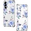 Nuxiady Cover per Samsung Galaxy A36 5G Sottile silicone TPU Trasparente Antiurto Case Fiore Disegni Antigraffio Bumper Cover per Galaxy A36, Rosa Blu