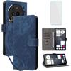 IUQXU Cover per Nothing Phone 3A Pro Libro con Pellicola Vetro Temperato [Blocco RFID] Antiurto Supporto Custodia in Pelle Portafoglio per Nothing Phone3A Pro 3APro 5G Blu