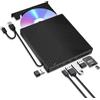 ARyee Unità CD DVD esterna 7 in 1, USB 3.0 con 4 porte e 2 slot per schede TF/SD, unità ottica sottile per PC Windows 11/10/8 Laptop Mac Linux OS